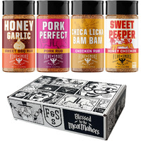 Fire & Smoke Society Pork & Chicken Seasoning Variety Pack | Bbq Rubs And Bbq Seasonings For Smoking And Grilling | Pork, Chicken, Turkey, | Large Spices Set (4-Pack)