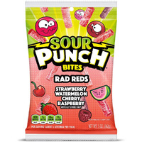 Sour Punch Bites, Rad Reds Watermelon, Strawberry, Cherry & Raspberry Chewy Candy, 5Oz Bag (Pack Of 12) (Packaging May Vary)
