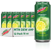 Mtn Dew Amp Energy, Original, Energy Drink With Caffeine, B Vitamins, 16 Fl Oz Cans (12 Pack)