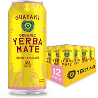 Guayak   Yerba Mate, Energy Drink Alternative, Organic Berry Lemonade Flavor, 15.5 Oz (Pack Of 12), 150Mg Natural Caffeine, Back To School College Essential, Smooth Energy & Focus