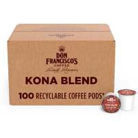 Don Francisco's Kona Blend Medium Roast Coffee Pods, 10% Kona Coffee, 100 Count - Recyclable Single-Serve Pods, Compatible With Keurig K-Cup Coffee Makers