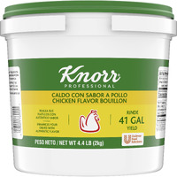 Knorr Professional Caldo De Pollo, Chicken Bouillon With Chicken Flavor Granulated Base, Bouillon As A Base, Marinade, Flavor Enhancer, Shelf Stable Convenience, 0G Trans Fat, 4.4 Lbs, Pack Of 4