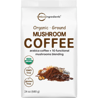 Micro Ingredients Organic 10 In 1 Ground Mushroom Coffee, 24 Ounce | Premium Arabica Coffee With Lion's Mane, Chaga, Reishi, & More | Smooth Medium Roast, Clean Energy, & Immune Support