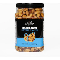 Jaybee's Roasted Salted Brazil Nuts - (32 Oz) Great For Daily Use, Baking, Cooking And Gift Giving - Reusable Container - Kosher - Vegan, Paleo, Keto Friendly Healthy Snack