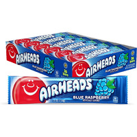 Airheads Candy, Blue Raspberry Flavor, Individually Wrapped Full Size Bars, Taffy, Non Melting, Party, Pack Of 36 Bars