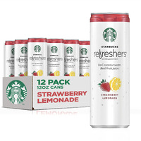 Starbucks, Refreshers With Coconut Water, Strawberry Lemonade, 12 Fl Oz. Cans (12 Pack)