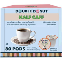 Double Donut Half Caff Coffee Pods, Single Serve Half Caffeine Coffee Pods For Keurig K Cup Brewers, Medium Roast, 80 Count