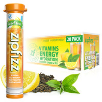 Zipfizz Daily Energy Drink Powder, Lemon Iced Tea, 20 Pack | 3-In-1 Sustained Energy, Rapid Hydration, And Essential Vitamins | Sugar-Free | Electrolyte Powder | Contains Vitamin B-12 & Antioxidants