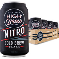High Brew Coffee, Nitro Black, Cold Brew Coffee, Sugar Free, Dairy Free, 10 Fl Oz, Ready-To-Drink (Pack Of 12)