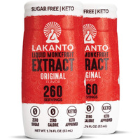 Lakanto Liquid Monkfruit Extract Drops - Zero Calorie, Zero Sugar, Keto Drink Sweetener, Sugar Substitute, On The Go, Tea, Coffee, Water, Smoothies, Other Drinks (Original - 1.76 Fl Oz - Pack Of 2)