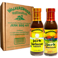 Walkerswood Jerk Bbq Kit - 1 X 12 Oz Spicy Jerk Bbq Sauce + 1 X 12 Oz Spicy Jerk Marinade (Pack Of 2)