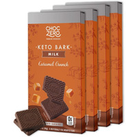 Choczero Caramel Crunch Keto Bark, Milk Chocolate, No Added Sugar, Gluten Free, Low Carb, 3.2 Ounce (Pack Of 4)