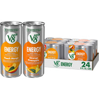 V8 +Energy Peach Mango And Orange Pineapple Juice Energy Drinks, 8 Fl Oz Can (24 Pack)