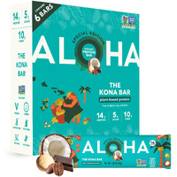 Aloha Organic Plant Based Protein Bars | The Kona Bar - Special Edition | 6 Count, 1.98Oz Bars | Vegan, Low Sugar, Gluten Free, Paleo, Low Carb, Non-Gmo, Stevia Free, Soy Free, No Erythritol