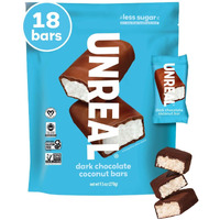 Unreal Dark Chocolate Coconut Bars (Value Size Bag) | Vegan, 3G Sugar, & 3 Simple Ingredients | Non-Gmo, Gluten Free, & Fair Trade | 9.5Oz