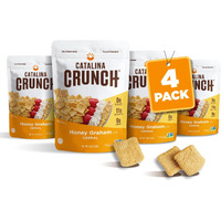 Catalina Crunch Honey Graham Cereal 4 Pack | Low Carb, Sugar Free, Gluten Free, Grain Free | Keto Snacks, Vegan, Plant Based | Breakfast Protein Cereals | Keto Friendly Food