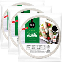Best Of Thailand [Round] White Rice Paper Wraps 3 Pack | Perfect For Fresh Spring Rolls & Dumplings | Non-Gmo, Gluten-Free, Vegan & Paleo | Kosher For Passover Kitniyot