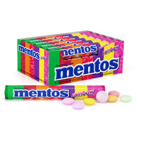 Mentos Chewy Mint Candy Roll, Rainbow, Non Melting, Party, 14 Pieces (Bulk Pack Of 15)