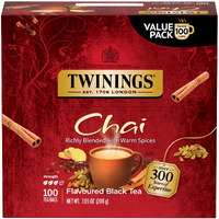 Twinings Chai Black Tea Individually Wrapped Bags, 100 Count (Pack Of 1), Richly Blended With Warm Spices, Caffeinated, Enjoy Hot Or Iced