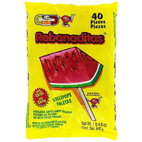 Vero Rebanaditas Paletas Sabor Sandia Hard Candy Chili Covered Lollipops 40 Pcs