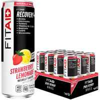 Fitaid Post Workout Recovery Drink, Strawberry Lemonade, Bcaas, Glucosamine, Electrolytes, All In One Can, Paleo, Vegan & Gluten-Free, 40 Calories, 12 Fl Oz (Pack Of 12)