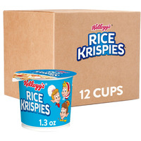 Kellogg's Rice Krispies Breakfast Cereal Cups, Kids Snacks, Cereal Cup To Go, Original, 15.6Oz Case (12 Cups)