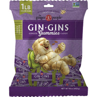 Gin Gins Sweet Ginger Chewy Ginger Candy By The Ginger People - Anti-Nausea And Digestion Aid, Individually Wrapped Healthy Candy - Sweet Ginger Gummies, Large 1 Lb Bag (16 Oz) - Pack Of 1 (16 Oz)