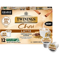 Twinings Chai Latte Black Tea K-Cup Pods For Keurig, 12 Count (Pack Of 6), Creamy, Slightly Sweet, Less Sugar, Caffeinated, Enjoy Hot Or Iced