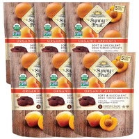 Sunny Fruit Soft Organic Turkish Dried Apricots - 6 Bags (30 Individual Portion Packs) | Healthy, Convenient Snack Packs | Organic, Non-Gmo, Vegan, Halal, Kosher, No Preservatives, No Sugar Added