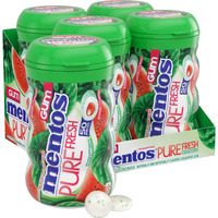 Mentos Pure Fresh Sugarfree Chewing Gum With Xylitol , Candy Bulk, Watermelon, 50Pc Bottle (Pack Of 4)