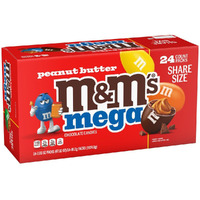 M&M's Mega Peanut Butter Milk Chocolate Candy, Share Size, 24 Count Bulk Box