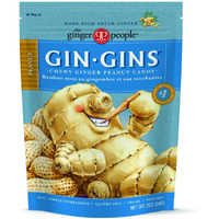 Gin Gins Peanut Ginger Chews - Natural Fresh Ginger Candy By The Ginger People - Individually Wrapped Healthy Candy - Peanut Flavor - 3Oz Bag - Pack Of 12