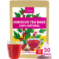Teelux Hibiscus Tea Bags, Natural Hibiscus Flowers Herbal Tea, Caffeine Free, Refreshing Tart Flavor, Hot & Iced Tea, 50 Count