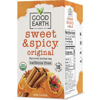 Organic Sweet & Spicy Herbal Caffeine Free Good Earth Teas 18 Tea Bag