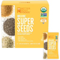 Betterbody Foods Superfood Organic Super Seeds - Blend Of Organic Chia Seeds, Milled Flax Seed, Hemp Hearts, 1.05 Oz Packets (Pack Of 24)