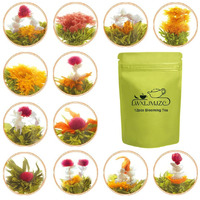 Lwxljmjzc-12 Unique Varieties Blooming Green Tea Ball | Jasmine Flowering Tea | Individual Pack With Flowers-Gifts For Tea Lovers
