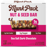 Munk Pack Keto Snack Bars, Sea Salt Dark Chocolate - Healthy Low Carb Nut Bar With 5G Protein, 1G Sugar With Allulose - Gluten Free & Low Glycemic - 12 Count