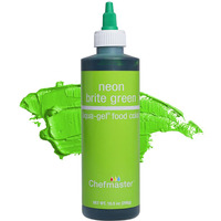 Chefmaster Neon Green Liqua -Gel Food Coloring | Vibrant Color | Professional-Grade Dye For Icing, Frosting, Fondant | Fade-Resistant | 10.5 Oz