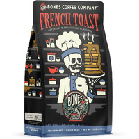 Bones Coffee Company French Toast Whole Coffee Beans Sweet & Buttery Flavor, Low Acid Flavored Coffee, Made With Arabica Coffee Beans, Medium Roast Gourmet Coffee, Coffee Lover Gift Ideas (12 Oz)