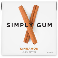Simply Gum | Cinnamon | Plant- Based Chewing Gum | Pack Of Six (90 Pieces Total) | Synthetic Free + Aspartame Free + Non Gmo