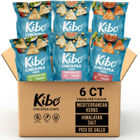 Kibo Chickpea Chips - High Protein/Fiber, Plant-Based, Cert. Gluten Free, Non-Gmo, Vegan, Kosher, 3 Flavor Variety Pack, 1Oz 6 Pk