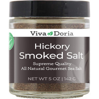 Viva Doria Hickory Smoked Sea Salt (Fine Grain) Hickorywood Salt (5 Oz Glass Jar)