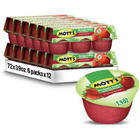 Mott's No Sugar Added Strawberry Applesauce, 3.9 Oz Cups, 72 Count (12 Packs Of 6), Good Source Of Vitamin C, No Artificial Flavors
