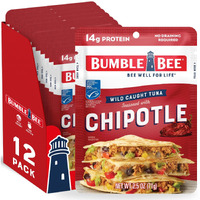 Bumble Bee Chipotle Seasoned Tuna, 2.5 Oz Pouches (Pack Of 12) - Ready To Eat - Wild Caught Tuna Packet - 14G Protein Per Serving - Gluten Free