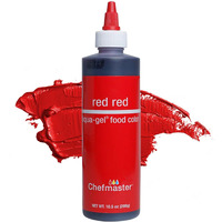 Chefmaster Red Red Liqua-Gel Food Coloring | Vibrant Color | Professional-Grade Dye For Icing, Frosting, Fondant | Baking & Decorating | Fade-Resistant | Easy-To-Use | Made In Usa | 10.5 Oz