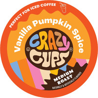 Crazy Cups Flavored Coffee Pods, Vanilla Pumpkin Spice Coffee, Single Serve Coffee For Keurig K Cups Machines, Hot Or Iced Coffee, Medium Roast Coffee In Recyclable Pods, 22 Count (Pack Of 1)
