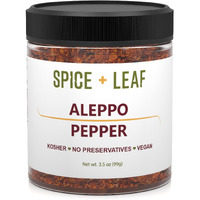 Premium Aleppo Pepper By Spice + Leaf - Vegan Kosher Preservative Free Red Middle Eastern Mild Pepper Flakes, 3.5 Oz