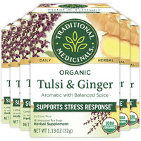 Traditional Medicinals Organic Tulsi With Ginger Herbal Leaf Tea, 16 Count(Pack Of 6)