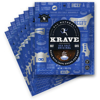 Krave All Natural Beef Jerky, Sea Salt - Protein Packed Snacks Roasted For Maximum Flavor - 100% Grass Fed Beef - Gluten Free - 2.7 Ounce (Pack Of 8)
