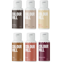 Colour Mill Outback Oil-Based Food Coloring, 20 Milliliters Each Of 6 Colors: Burgundy, Clay, Coffee, Latte, Rust And Sand 4.08 Fl Oz 120 Milliliters